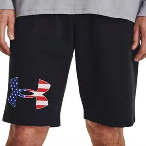 Under Armour Freedom Rival Big Flag Logo Shorts Black Men’s Size Medium